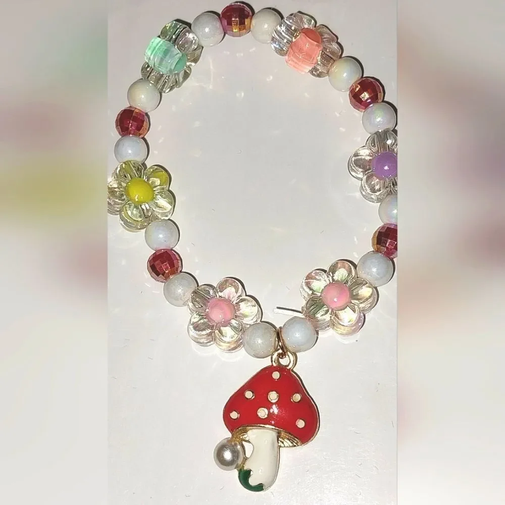 Girls alloy mushroom pendant bracelet